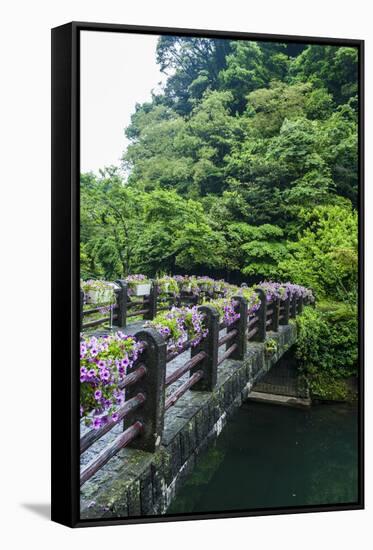 Stone Bridge with Flowers in Seogwipo-Michael-Framed Stretched Canvas