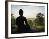 Stone Buddha Silhouetted at Sunrise, Borobudur Temple, UNESCO World Heritage Site, Java, Indonesia-Matthew Williams-Ellis-Framed Photographic Print