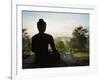 Stone Buddha Silhouetted at Sunrise, Borobudur Temple, UNESCO World Heritage Site, Java, Indonesia-Matthew Williams-Ellis-Framed Photographic Print