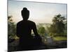 Stone Buddha Silhouetted at Sunrise, Borobudur Temple, UNESCO World Heritage Site, Java, Indonesia-Matthew Williams-Ellis-Mounted Photographic Print