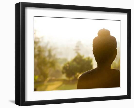 Stone Buddha Statue at Buddhist Temple, Borobudur, UNESCO World Heritage Site, Java, Indonesia-Matthew Williams-Ellis-Framed Photographic Print