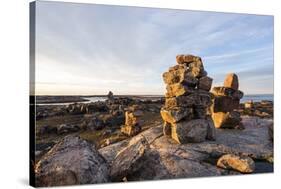 Stone Cairns in Arctic, Nunavut Territory, Canada-Paul Souders-Stretched Canvas