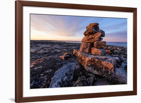 Stone Cairns in Arctic, Nunavut Territory, Canada-Paul Souders-Framed Photographic Print