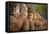 Stone Carved Statues of Devas on the Bridge to Angkor Thom in Angkor Complex, Siem Reap, Cambodia-mazzzur-Framed Stretched Canvas