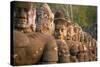 Stone Carved Statues of Devas on the Bridge to Angkor Thom in Angkor Complex, Siem Reap, Cambodia-mazzzur-Stretched Canvas