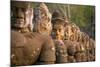 Stone Carved Statues of Devas on the Bridge to Angkor Thom in Angkor Complex, Siem Reap, Cambodia-mazzzur-Mounted Photographic Print