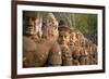 Stone Carved Statues of Devas on the Bridge to Angkor Thom in Angkor Complex, Siem Reap, Cambodia-mazzzur-Framed Photographic Print