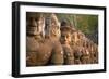 Stone Carved Statues of Devas on the Bridge to Angkor Thom in Angkor Complex, Siem Reap, Cambodia-mazzzur-Framed Photographic Print