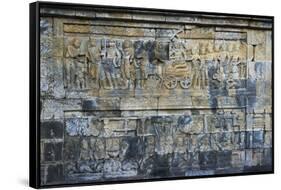 Stone Carving at Borobudur, UNESCO, Java, Indonesia-Keren Su-Framed Stretched Canvas