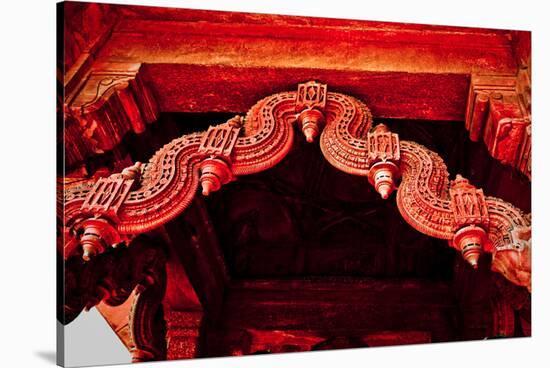 Stone Carving Detail, Red Fort, Delhi, India, Asia-Laura Grier-Stretched Canvas