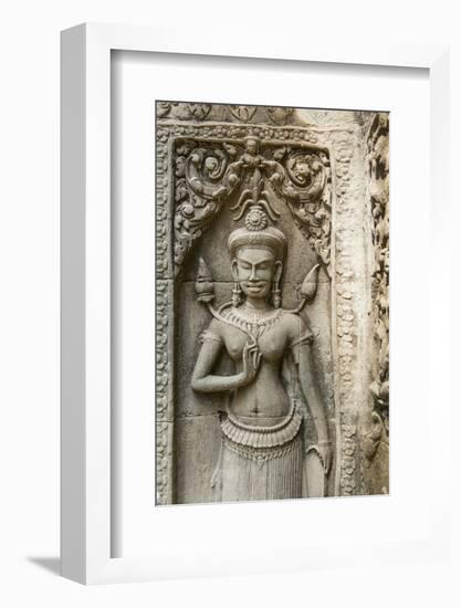 Stone Carving of Apsara at Angkor Wat, Cambodia-Paul Souders-Framed Photographic Print