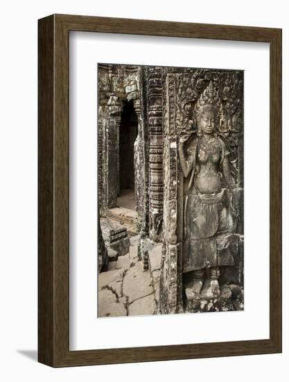 Stone Carving of Apsara at Angkor Wat, Cambodia-Paul Souders-Framed Photographic Print