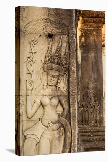 Stone Carvings at Angkor Wat, Cambodia-Paul Souders-Stretched Canvas