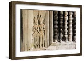 Stone Carvings at Angkor Wat, Cambodia-Paul Souders-Framed Photographic Print