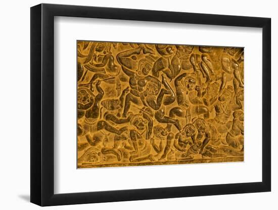 Stone Carvings at Angkor Wat, Cambodia-Paul Souders-Framed Photographic Print