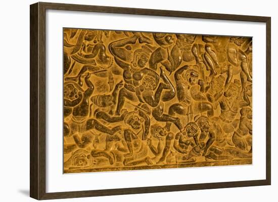 Stone Carvings at Angkor Wat, Cambodia-Paul Souders-Framed Photographic Print