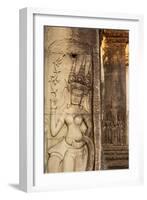 Stone Carvings at Angkor Wat, Cambodia-Paul Souders-Framed Photographic Print