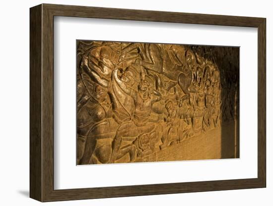 Stone Carvings at Angkor Wat, Cambodia-Paul Souders-Framed Photographic Print