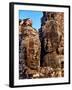 Stone Carvings in Bayon Temple, Angkor Thom near Angkor Wat, Cambodia-Tom Haseltine-Framed Photographic Print