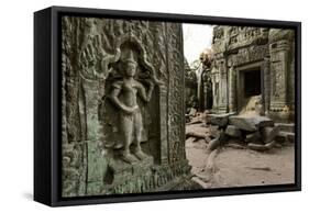 Stone Carvings of Apsara at Angkor Wat, Cambodia-Paul Souders-Framed Stretched Canvas