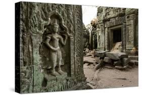 Stone Carvings of Apsara at Angkor Wat, Cambodia-Paul Souders-Stretched Canvas