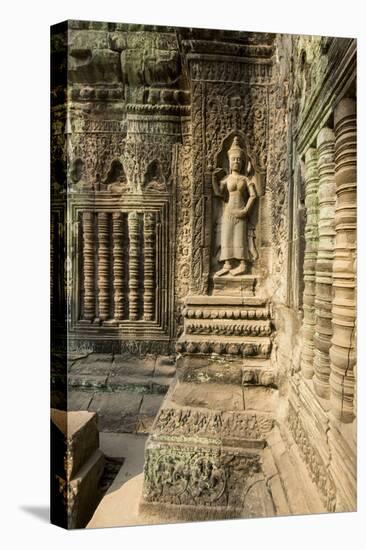 Stone Carvings of Apsara at Angkor Wat, Cambodia-Paul Souders-Stretched Canvas