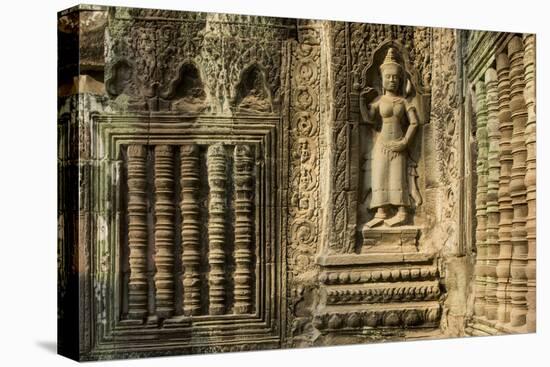 Stone Carvings of Apsara at Angkor Wat, Cambodia-Paul Souders-Stretched Canvas