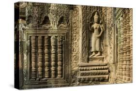 Stone Carvings of Apsara at Angkor Wat, Cambodia-Paul Souders-Stretched Canvas