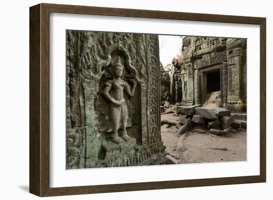 Stone Carvings of Apsara at Angkor Wat, Cambodia-Paul Souders-Framed Photographic Print