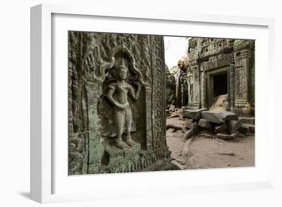 Stone Carvings of Apsara at Angkor Wat, Cambodia-Paul Souders-Framed Photographic Print