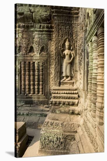 Stone Carvings of Apsara at Angkor Wat, Cambodia-Paul Souders-Stretched Canvas