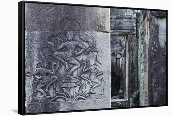 Stone Carvings of Apsaras at Angkor Wat, Cambodia-Paul Souders-Framed Stretched Canvas