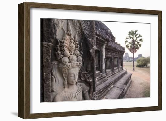 Stone Carvings of Apsaras at Angkor Wat, Cambodia-Paul Souders-Framed Photographic Print