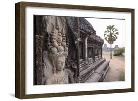 Stone Carvings of Apsaras at Angkor Wat, Cambodia-Paul Souders-Framed Photographic Print