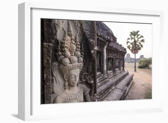 Stone Carvings of Apsaras at Angkor Wat, Cambodia-Paul Souders-Framed Photographic Print