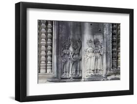 Stone Carvings of Apsaras at Angkor Wat, Cambodia-Paul Souders-Framed Photographic Print