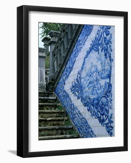 Stone Chairs and Azulejo Tiles, Rococo Palace, Cacela Velha, Portugal-Merrill Images-Framed Photographic Print