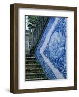 Stone Chairs and Azulejo Tiles, Rococo Palace, Cacela Velha, Portugal-Merrill Images-Framed Photographic Print