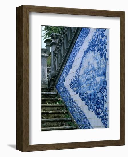 Stone Chairs and Azulejo Tiles, Rococo Palace, Cacela Velha, Portugal-Merrill Images-Framed Photographic Print