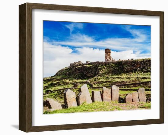 Stone Circle and Chullpa in Sillustani, Puno Region, Peru, South America-Karol Kozlowski-Framed Photographic Print