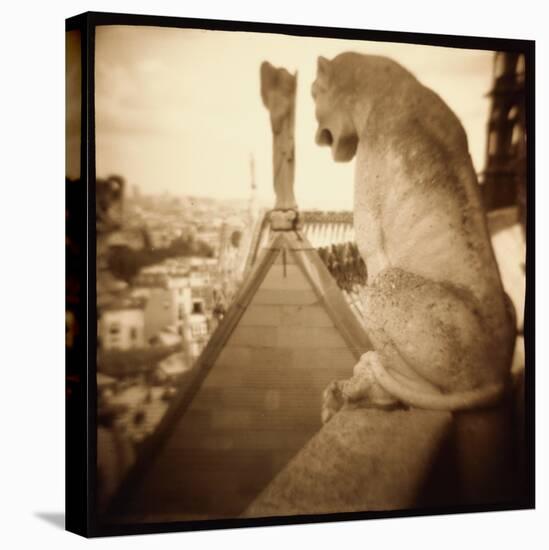 Stone Creature, Notre Dame Cathedral, Paris-Theo Westenberger-Stretched Canvas