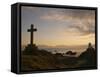 Stone Cross and Old Lighthouse, Llanddwyn Island National Nature Reserve, Anglesey, North Wales-Pearl Bucknall-Framed Stretched Canvas