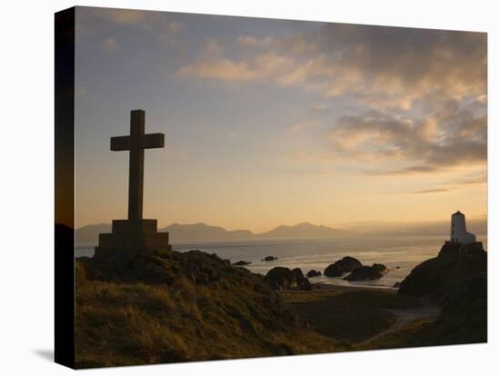 Stone Cross and Old Lighthouse, Llanddwyn Island National Nature Reserve, Anglesey, North Wales-Pearl Bucknall-Stretched Canvas