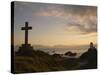 Stone Cross and Old Lighthouse, Llanddwyn Island National Nature Reserve, Anglesey, North Wales-Pearl Bucknall-Stretched Canvas