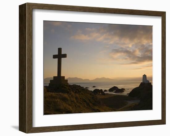 Stone Cross and Old Lighthouse, Llanddwyn Island National Nature Reserve, Anglesey, North Wales-Pearl Bucknall-Framed Photographic Print