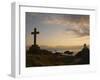 Stone Cross and Old Lighthouse, Llanddwyn Island National Nature Reserve, Anglesey, North Wales-Pearl Bucknall-Framed Photographic Print