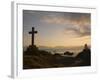 Stone Cross and Old Lighthouse, Llanddwyn Island National Nature Reserve, Anglesey, North Wales-Pearl Bucknall-Framed Photographic Print