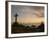 Stone Cross and Old Lighthouse, Llanddwyn Island National Nature Reserve, Anglesey, North Wales-Pearl Bucknall-Framed Photographic Print