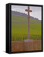 Stone Cross Marking the Grand Cru Vineyards, Romanee Conti and Richebourg, Vosne, Bourgogne, France-Per Karlsson-Framed Stretched Canvas