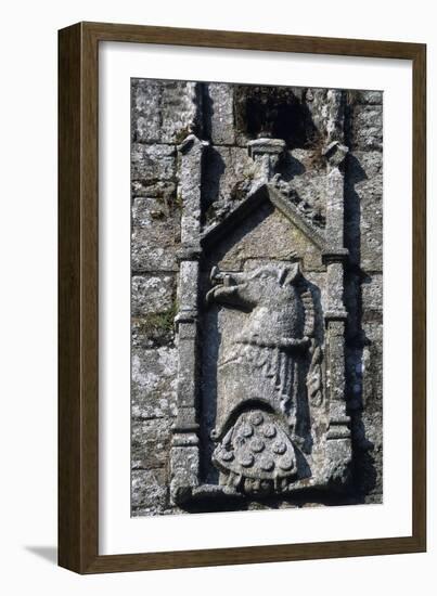 Stone Decoration with Boar Representation at Largoet Castle-null-Framed Giclee Print